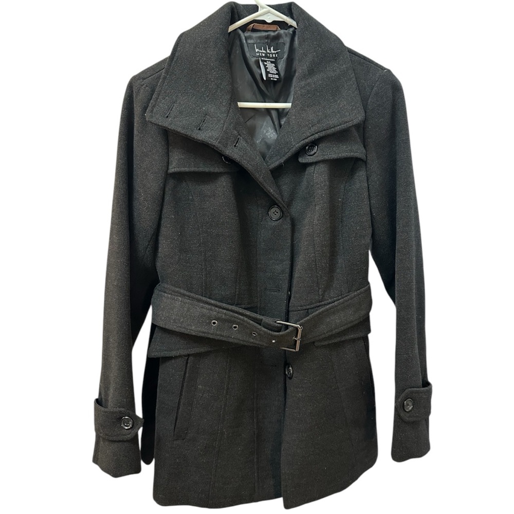 Nicole miller coat Women's Black Belted Jacket size small